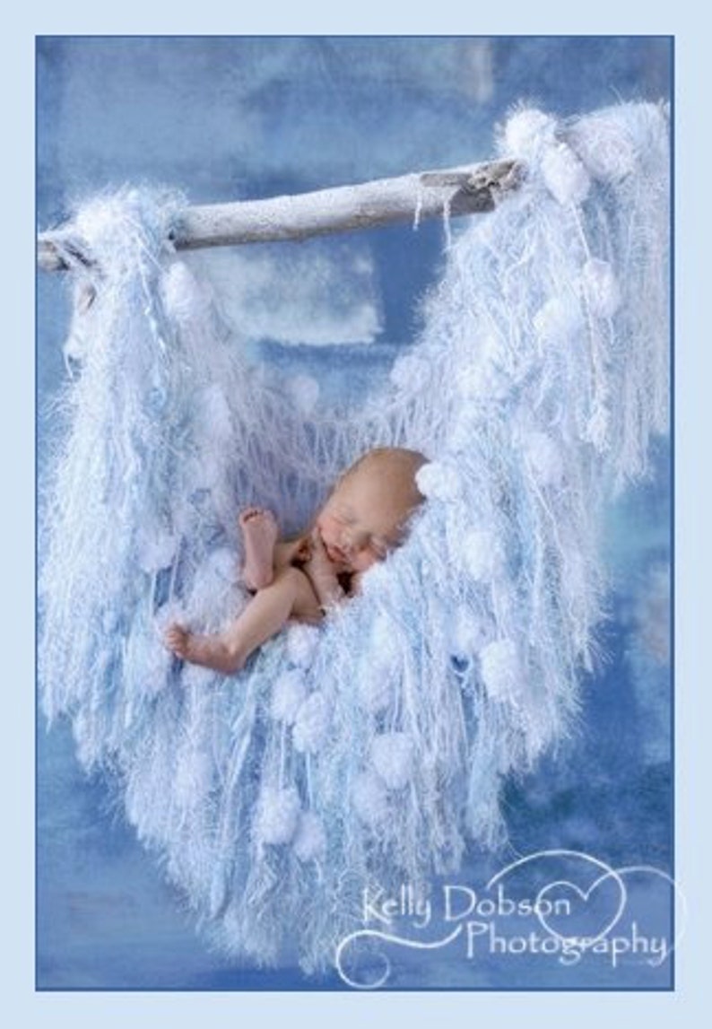 Light Baby Blue Infant Prop Photography Prop Sparkling Fringe White Newborn Prop Hammock Fringe Blanket