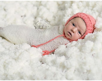 Neutral Baby Newborn Photography Prop. Large Puffball Photo Prop Blanket in White Cloud Texture for Boys or Girls
