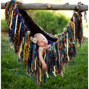 Baby Swing Nest Hanging Hammock Prop, Saturated Colors 'Casbah' Newborn Photo Prop image 1