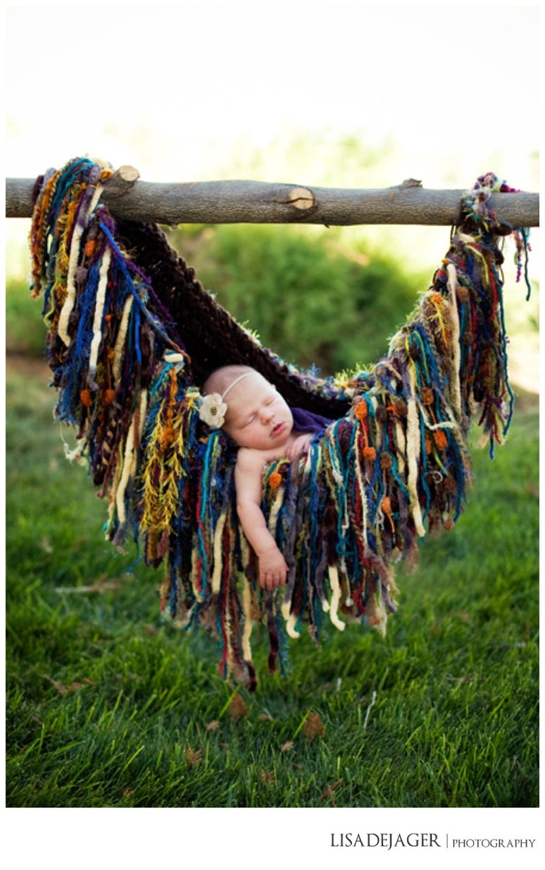 Baby Swing Nest Hanging Hammock Prop, Saturated Colors 'Casbah' Newborn Photo Prop image 1