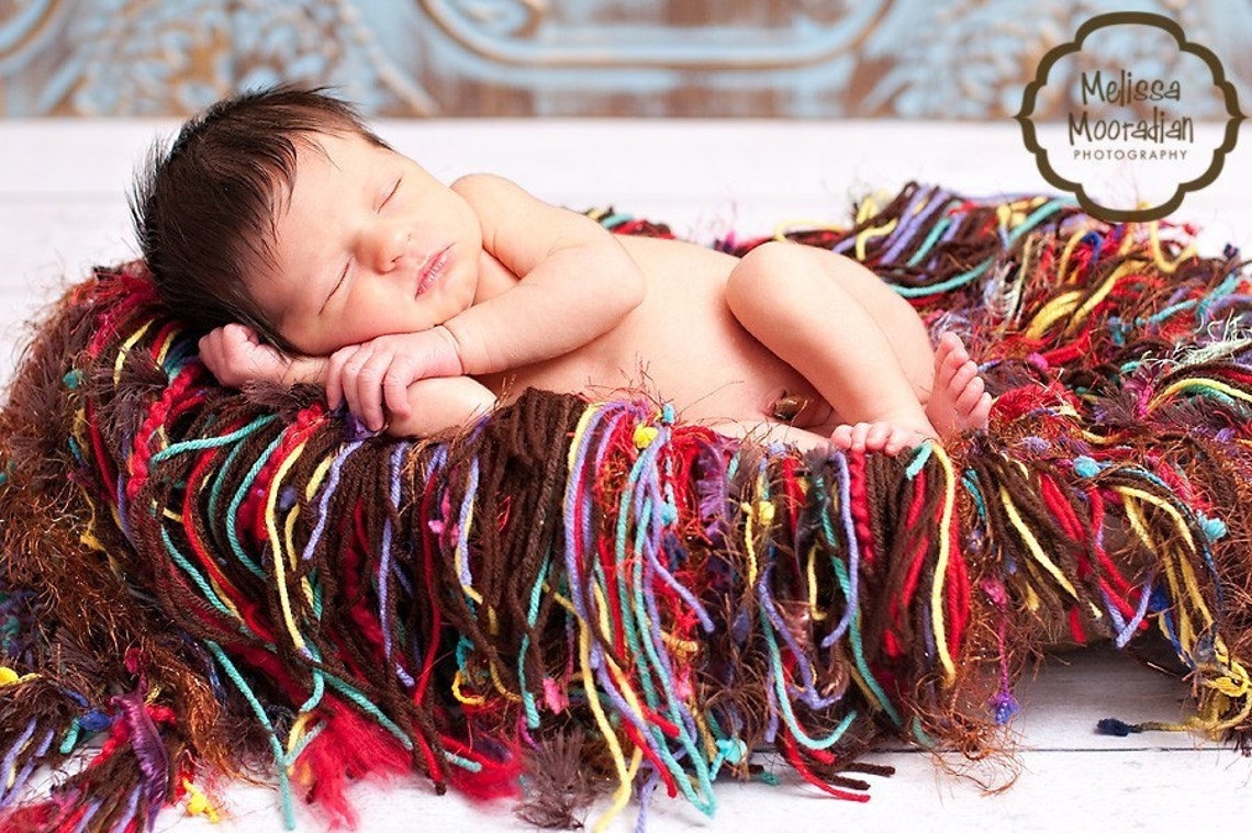 FUN Fringe Baby Blanket Photography Prop, 'chocolate Jellies' Colors