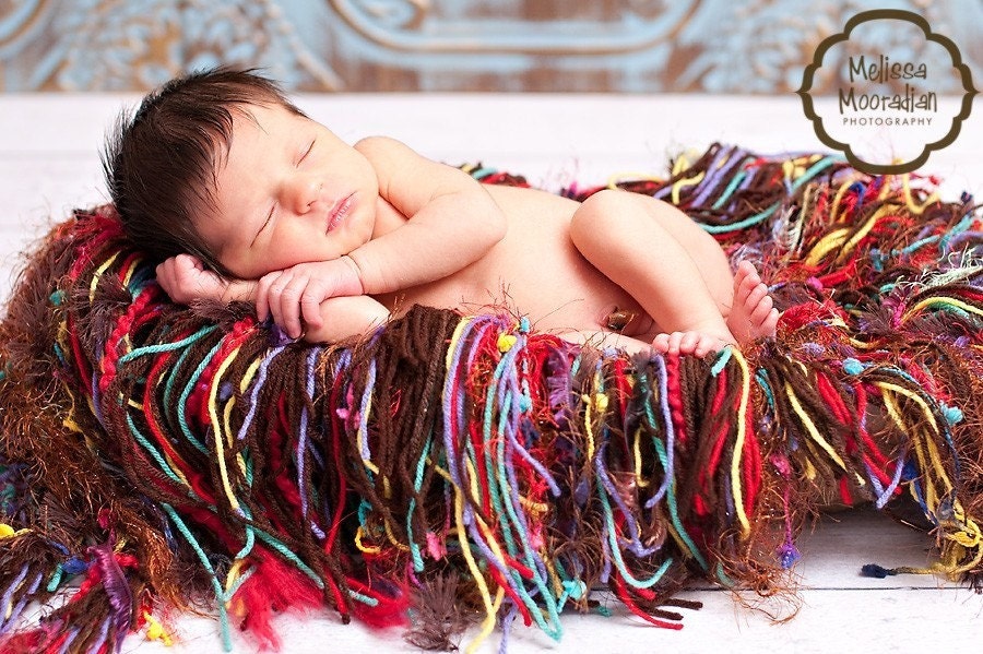 FUN Fringe Baby Blanket Photography Prop, 'chocolate Jellies' Colors