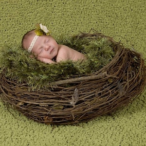 Grass Prop Mossy Baby Blanket Photo Prop. Green 'Grass' Outdoor Look Infant Newborn Photography Prop image 6