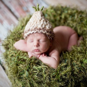 Moss Green Baby Blanket Photo Prop: 'Grass' Knit Newborn Photography