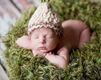 Couverture pour bébé vert mousse, accessoire photo : photographie de nouveau-né en tricot « herbe »