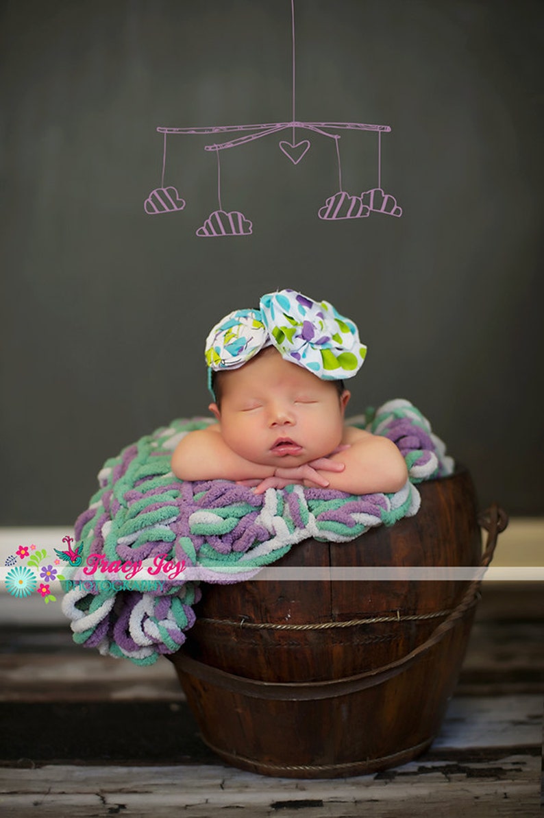 Photo Prop Baby Blanket. Puffy Newborn Photography Prop. 'Marshmallow' PuffPelt Texture Rug Grn-Purple-Grey