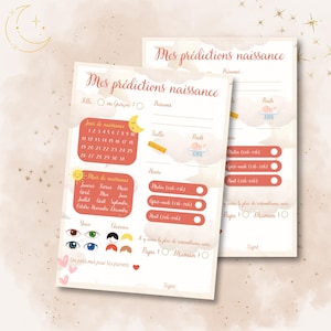 Jeu Baby Shower à imprimer | Carte de prédictions naissance | Fille garçon mixte | Téléchargement immédiat prêt à imprimer