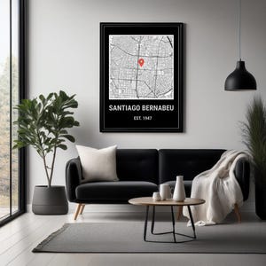 Real Madrid Stadium Map Print and Digital Download Bernabeu Wall Art Football Gift Madrid Decor