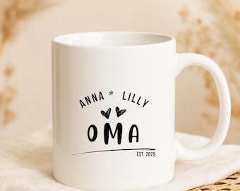 Personalized Grandma Mug with Name, Grandchildren's Birthday Gift, Grandma Christmas Gift, Minimalist Coffee Mug