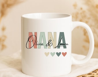Personalized Grandma Mug with Name, Grandchildren's Birthday Gift, Grandma Christmas Gift, Minimalist Coffee Mug
