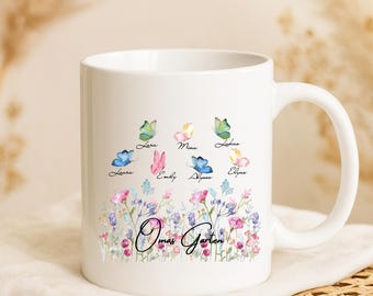 Personalized Grandma Gift Mug with Name Grandchildren Birthday Gift Grandma Christmas Gift Grandma Flowers Coffee Mug