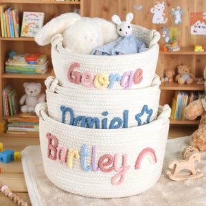 Personalized Baby Basket, Custom Baby Shower Basket, Baby Birthday Gift, Baby Toys Basket Gift, Nursury Toys Storage Organization