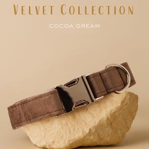 Hundhalsband – Cocoa Dream | Brunt | Justerbart | Personligt | Lyxigt guldspänne | Hundhalsband | Hundgåva | Halsband för hundar | Graverat halsband