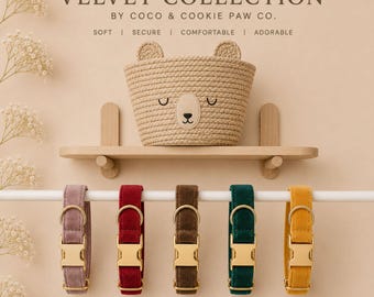 Soft Collars for dogs| Velvet | Adjustable| Personalised | Luxurious Gold Buckle | Dog Collar| Dog Gift| Collar For Dogs|Engraved Collar