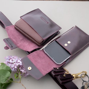 Leder Gürteltaschen Set - Geschenk für Sie - Handgefertigter Taillenorganizer mit Initialen für den täglichen Gebrauch