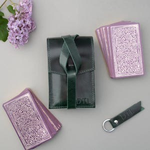 Kompakte Reise-Tarot-Kartenhülle - Minimalistische Leder-Deck-Tasche - Tragbarer Kristall- und Kartenhalter für Lesungen unterwegs
