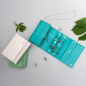 Leren reisaccessoires opberger voor sieraden, compacte ringketting, oorbellen, handgemaakte sieradenopslag voor reizen en vakanties