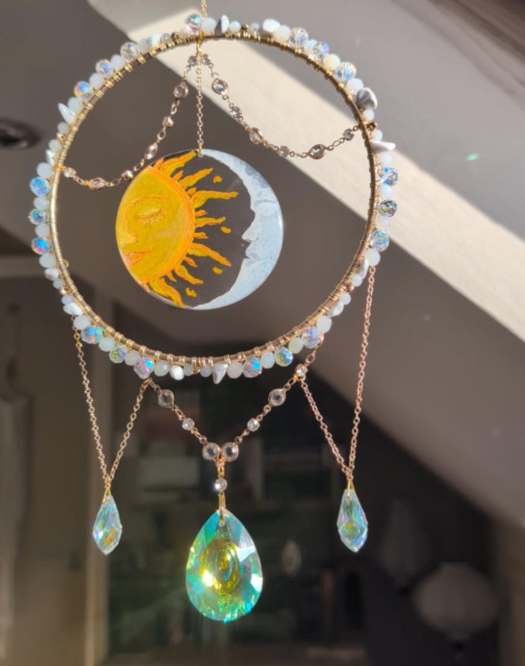 Ethereal Whimsigoth Witchy Celestial Sun and Moon Suncatcher - Etsy