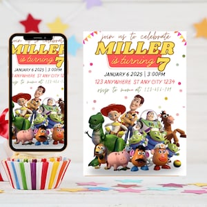 Editable Toy Story Invitation Template, Toy Story Birthday Party, 7th Digital Invitation, Kids Birthday Party, Woody, You&#39;ve Got a Friend