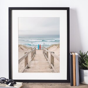 Vibrant Surfing Scene Printable Art, Surfing Poster, Surfboard Wall Art, Beachy Room Decor, Surfer Print, Waves Poster, Vintage Surf Poster