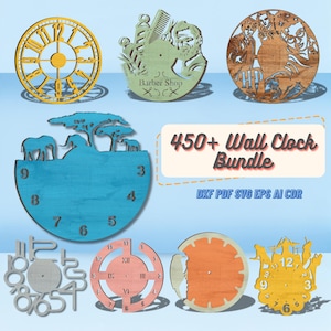 450+ Laser Cut Wall Clock Designs Bundle Svg Dxf Cdr Pdf Files
