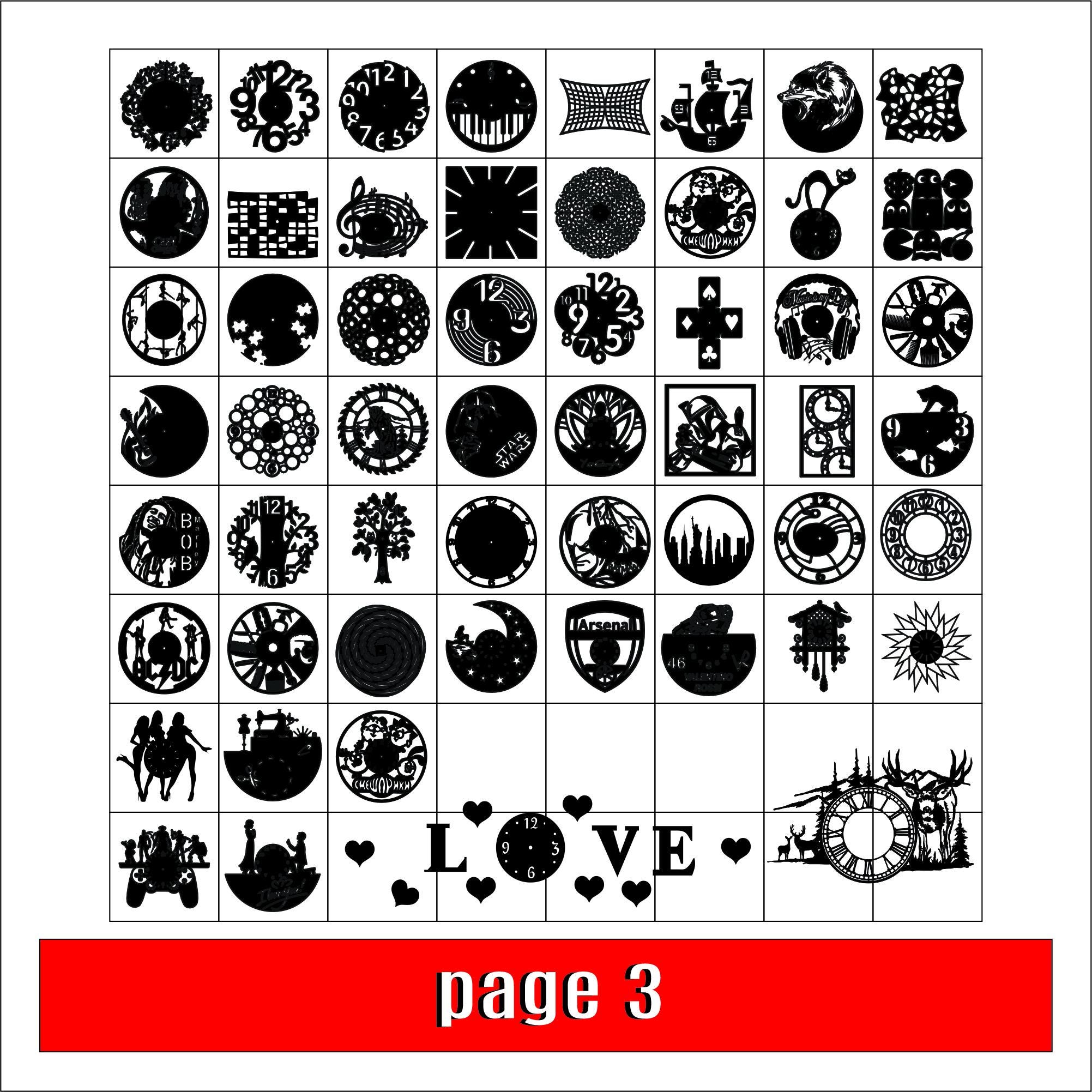 320+ Laser Cut File Wall Clocks Bundle DXF SWG CDR for CO2 Cutting ...