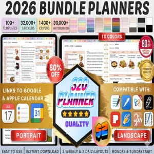 All In One Digital Planner 2026, 2027, 2028 Journal GoodNotes Template Weekly Daily  Notability