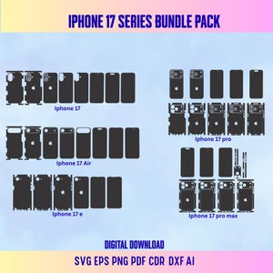 iPhone 17-serien Bundle Skin vektormallfil Skin Die Cut Layout Bundle Cut File - Svg Eps Cdr Ai Pdf Cut Files