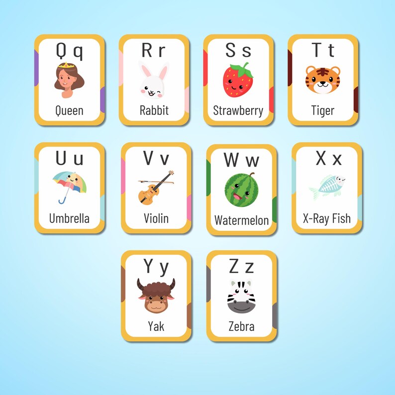 26 ABC Flash Cards Alphabet Digital Printable Montessori Learning A-Z ...