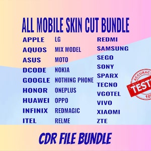 Ultimate All Mobile Skin Cut Bundle Models Vector Template Phone Wrap Vinyl Plotter CDR File