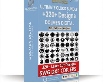 Mega bundel wandklokken SVG 320+ lasersnijbestanden Cricut Dxf AI Silhouette