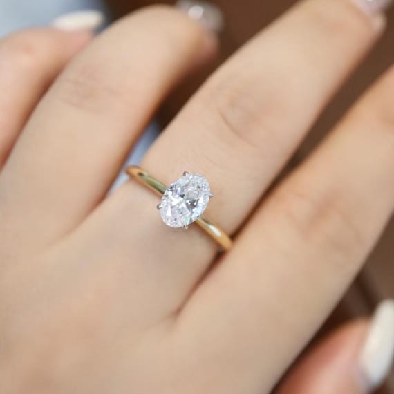 18K Gold 1.00 Carat IGI Certified D-VVS1 Oval Cut Engagement Ring / Oval Lab Grown Diamond Ring / Minimalist Ring / Thin Ring / Minimal Ring