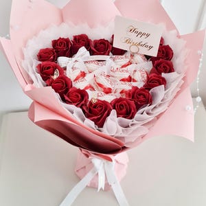 Luxury sweets chocolate hamper, box bouquet,Raffaello Bouquet, Chocolate Bouquet, Anniversary bouquet, Birthday bouquet, Soap roses bouquet