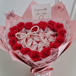 Luxury sweets chocolate hamper, box bouquet,Raffaello Bouquet, Chocolate Bouquet, Anniversary bouquet, Birthday bouquet, Soap roses bouquet