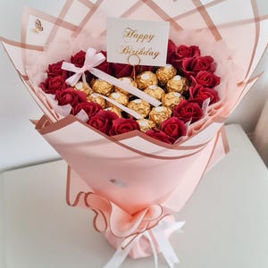 Ferrero Rocher & Lindor Chocolate Bouquet with Soap Roses