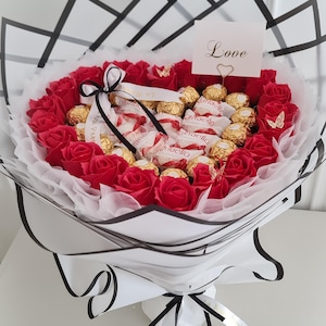 Ferrero Rocher & Lindt Chocolate Bouquet with Soap Roses