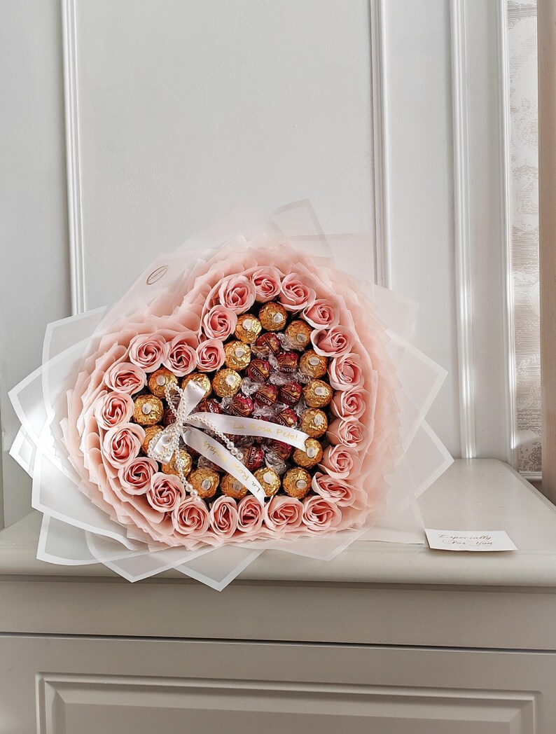Ferrero Rocher & Lindor Chocolate Bouquet with Soap Roses image 5