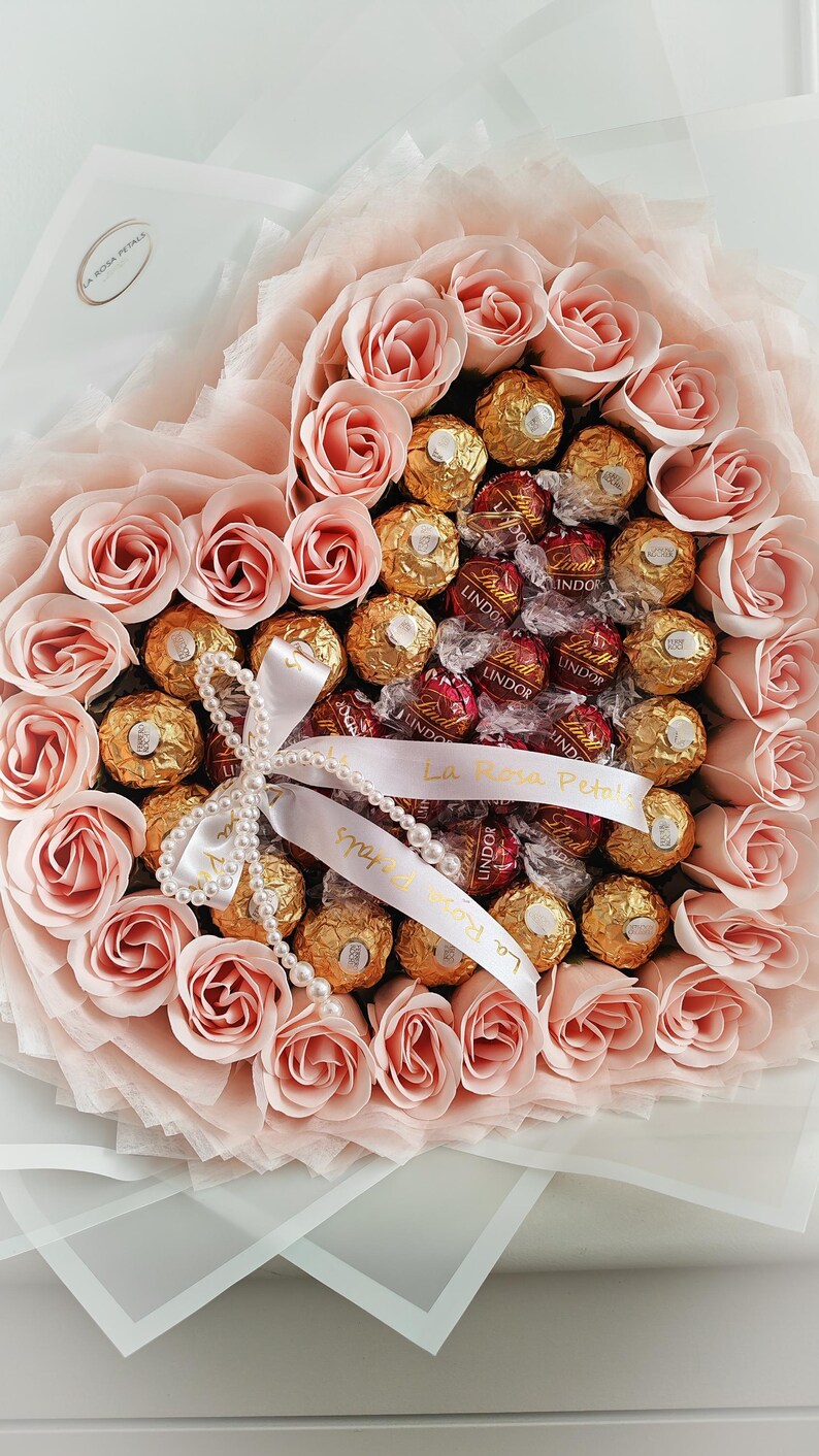 Ferrero Rocher & Lindor Chocolate Bouquet with Soap Roses image 7