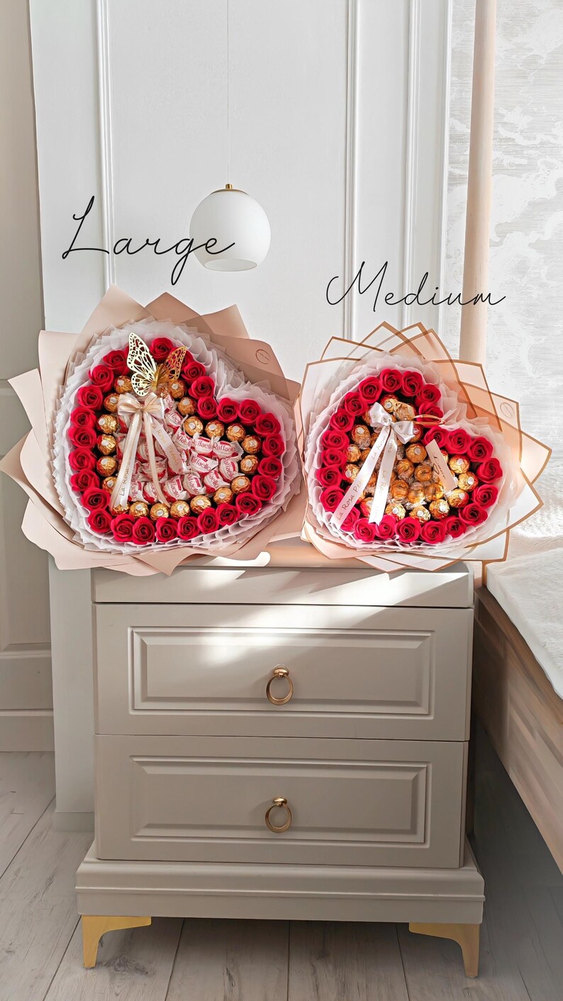 Ferrero Rocher & Lindor Chocolate Bouquet with Soap Roses Large