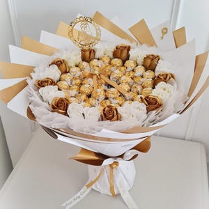 First Communion Soap Rose Bouquet: Ferrero Rocher & Lindt Chocolates