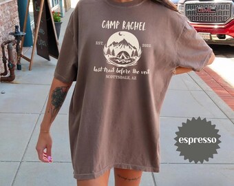 Custom Camp Last Trail Shirt, Camping Bachelorette Party Tee, Hiking Bride Shirt, Outdoor Bridal Crew Outfit, Mountain Bachelorette Shirt