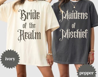 Medieval Bachelorette Shirt, Bride of the Realm, Maidens of Mischief, Castlecore Bachelorette Tees, Custom Comfort Colors Bachelorette Shirt