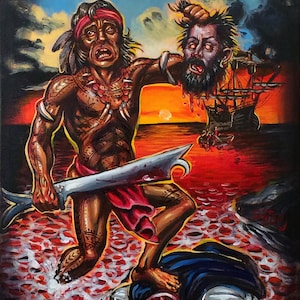 Death of Magellan - Small Archival Art Print