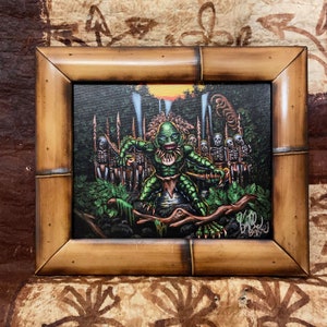 Lagoon Warrior - Giclee Print on Canvas in Custom Bamboo Frame