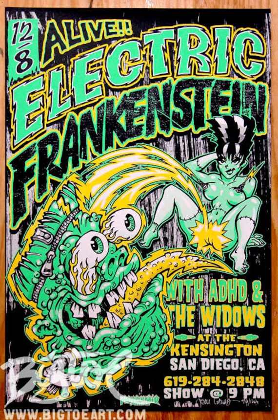 Bigtoe Electric Frankenstein Screenprint Poster - Etsy