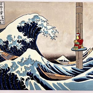 Great Wave x Radioactive Man | Simpsons Mashup Wall Art – One of a Kind