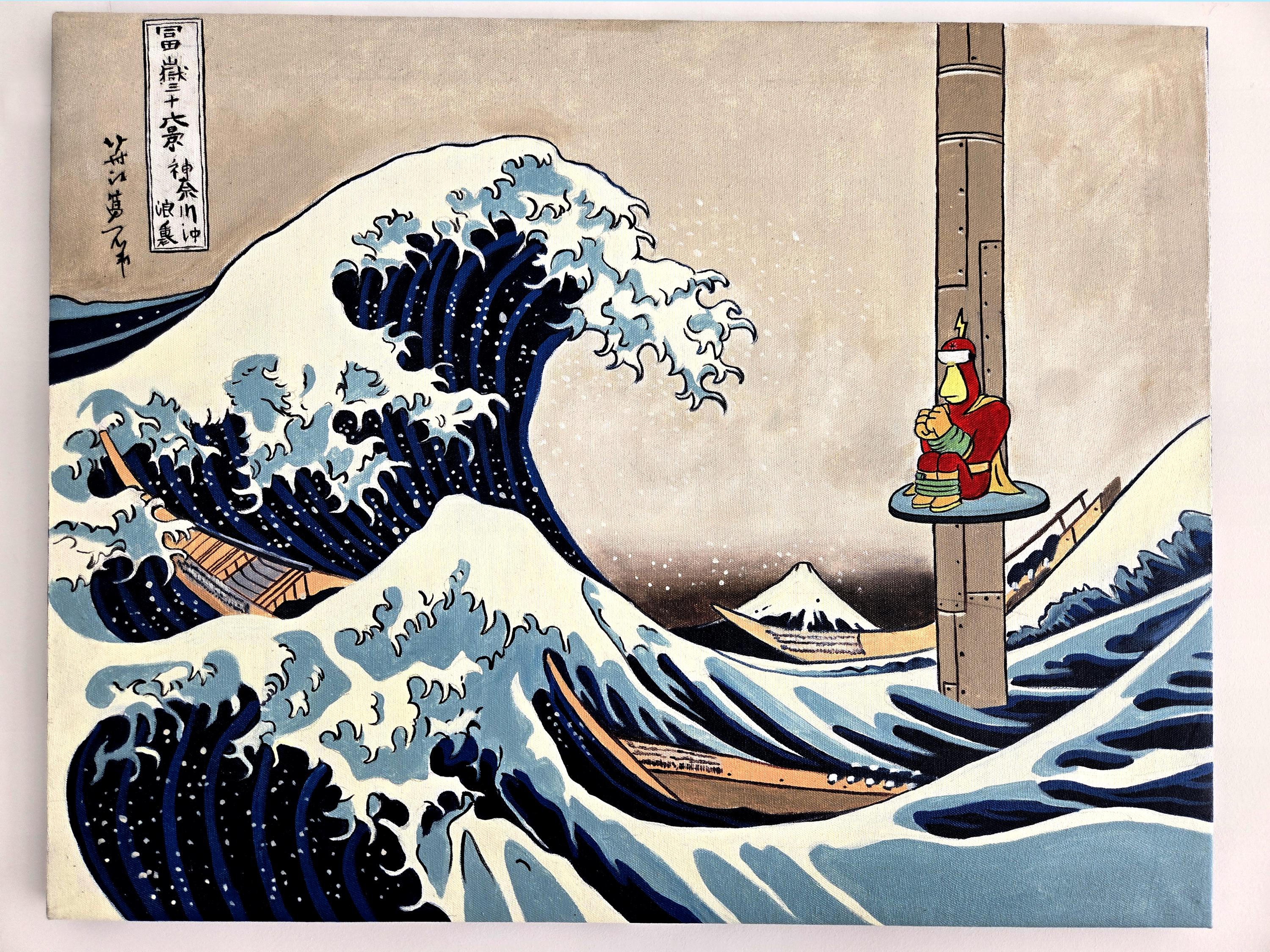 Great Wave X Radioactive Man Art | Simpsons Mashup Painting - Etsy