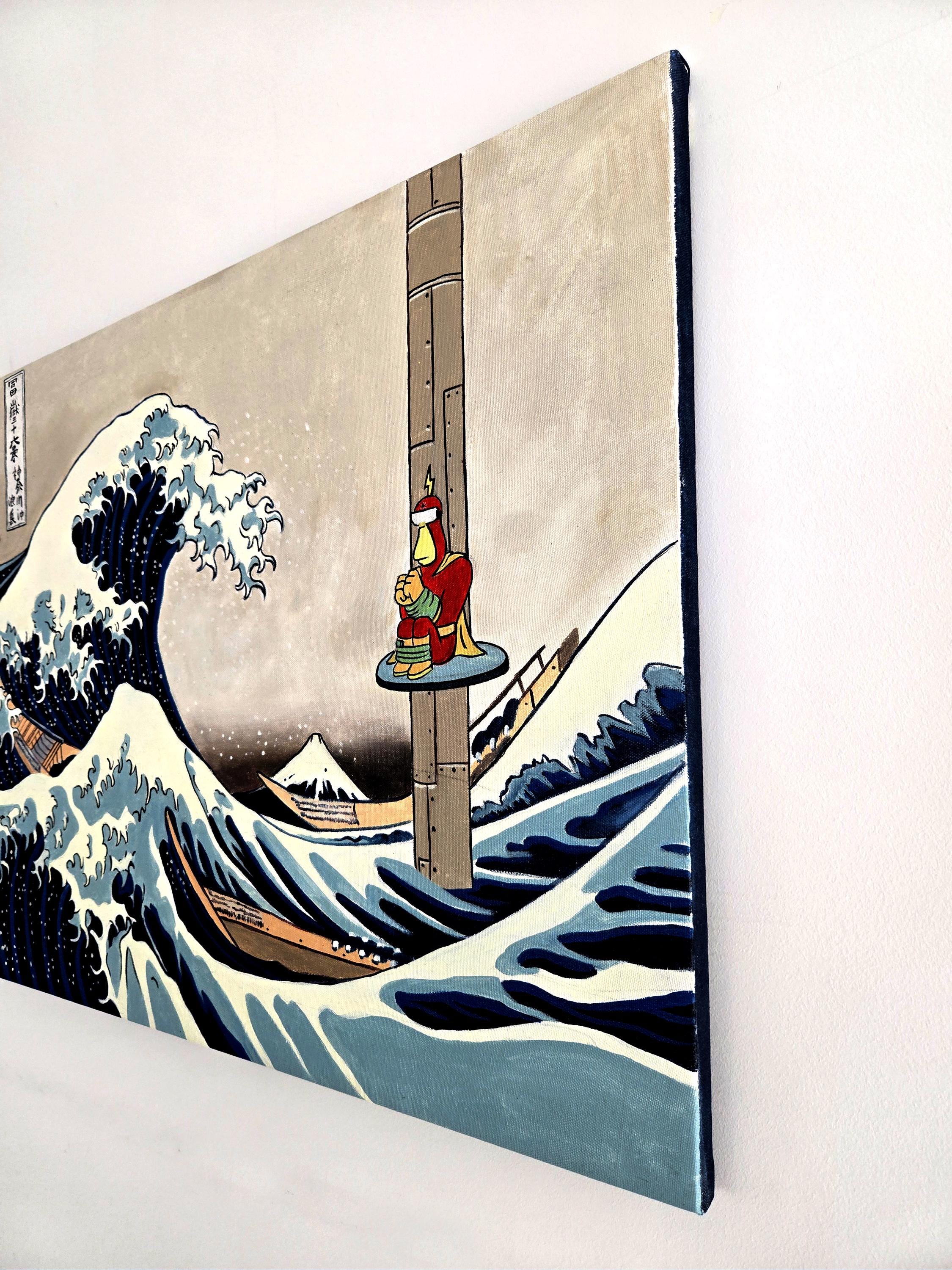 Great Wave X Radioactive Man Art | Simpsons Mashup Painting - Etsy