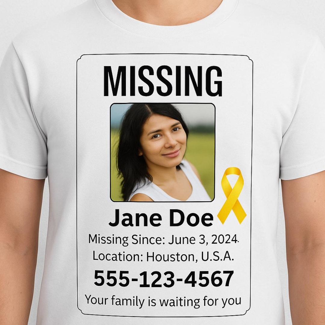 Custom Missing Person T-shirt – Personalized Photo and Details – Help ...