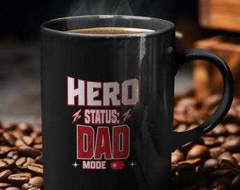 Hero Fuel Coffee Mug - Black Ceramic Coffee Cup for Superheroes, Perfect Gift for Him, Birthday, Christmas, Office, or Home